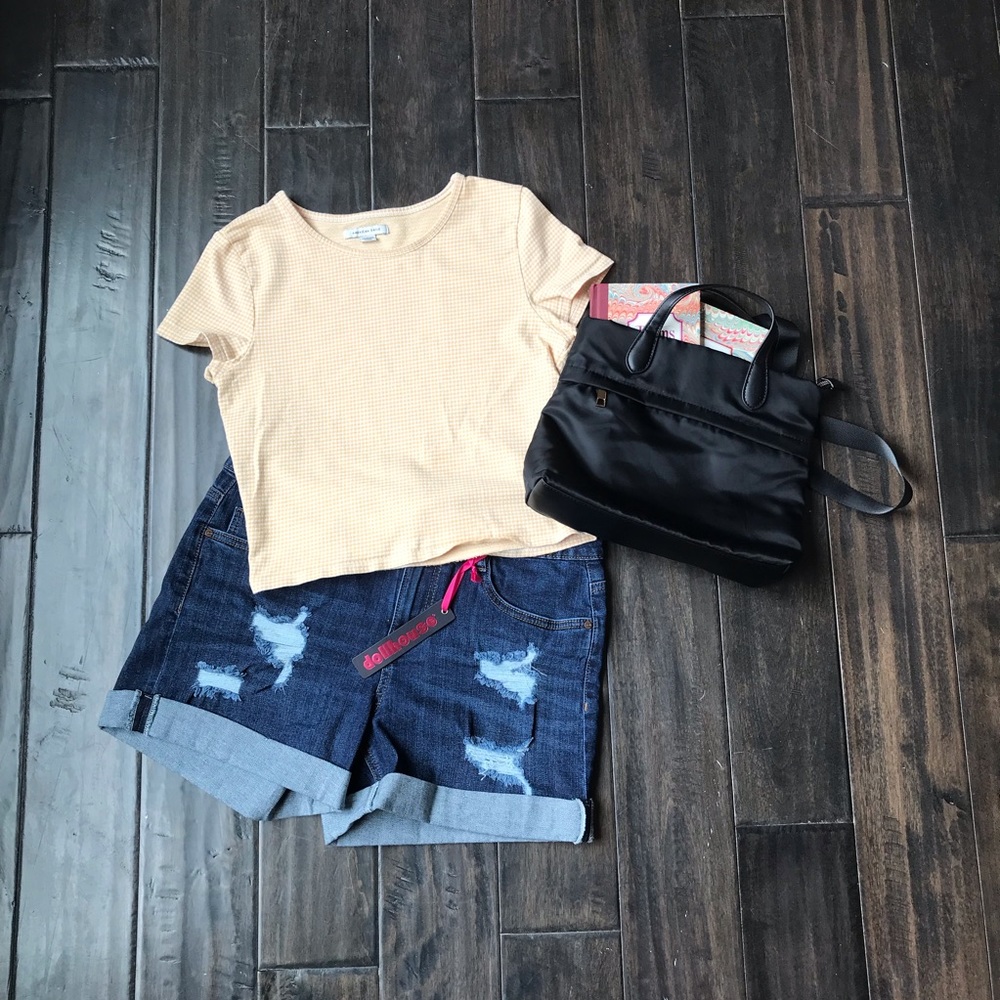 🌻American Eagle girls yellow checkered top